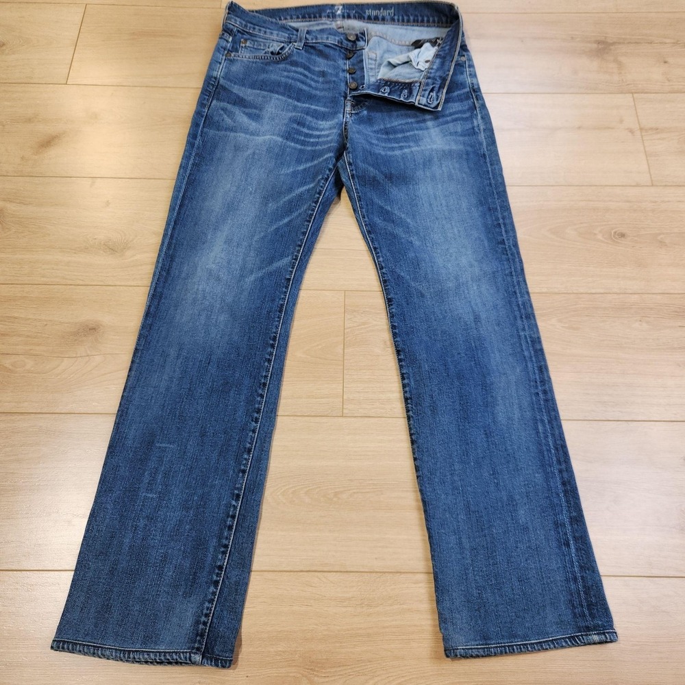 7 For All Mankind Standard Jeans Mens 34x32 Blue Medium Wash Denim Stretch